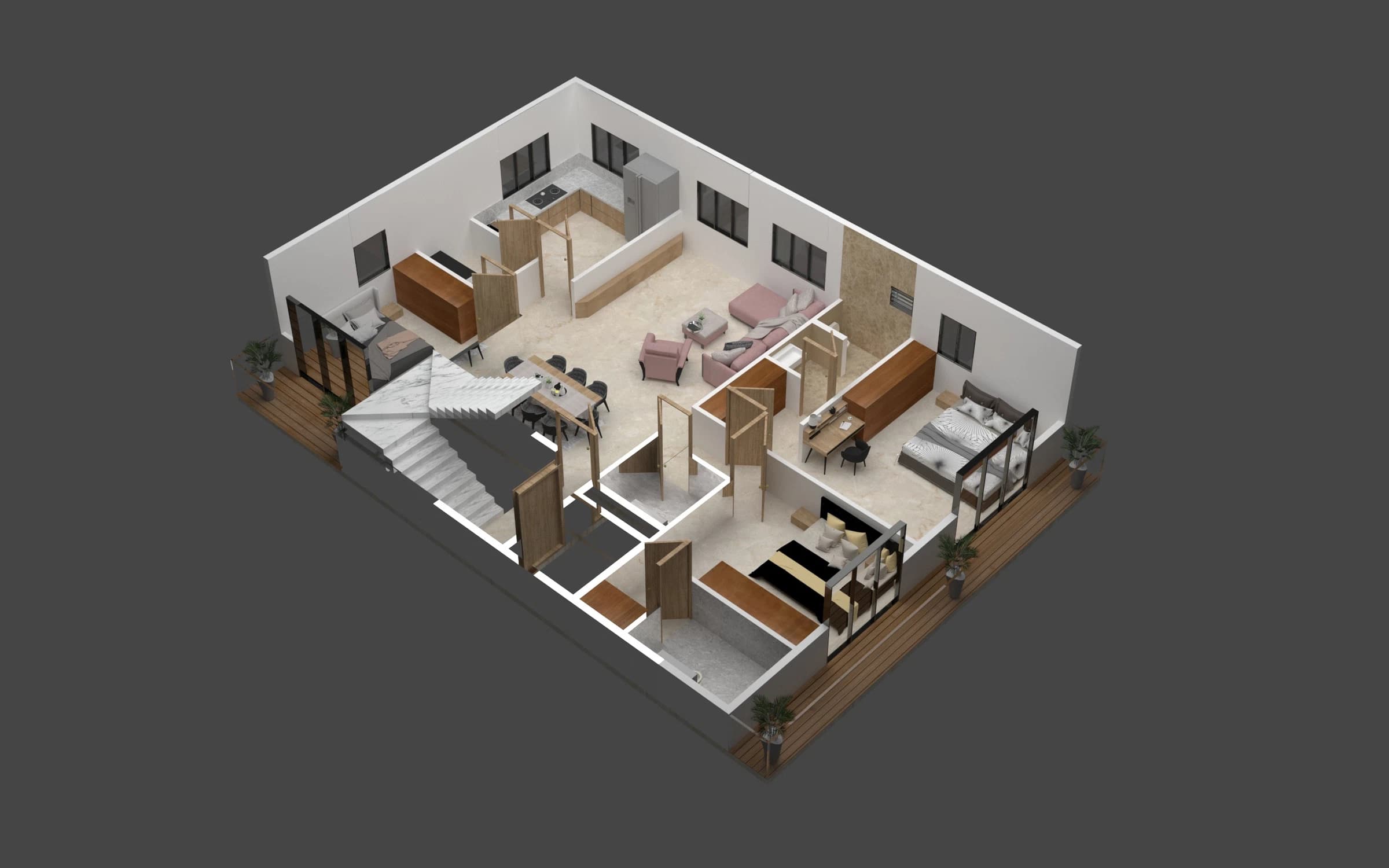 Typical cut-section view of a residential building