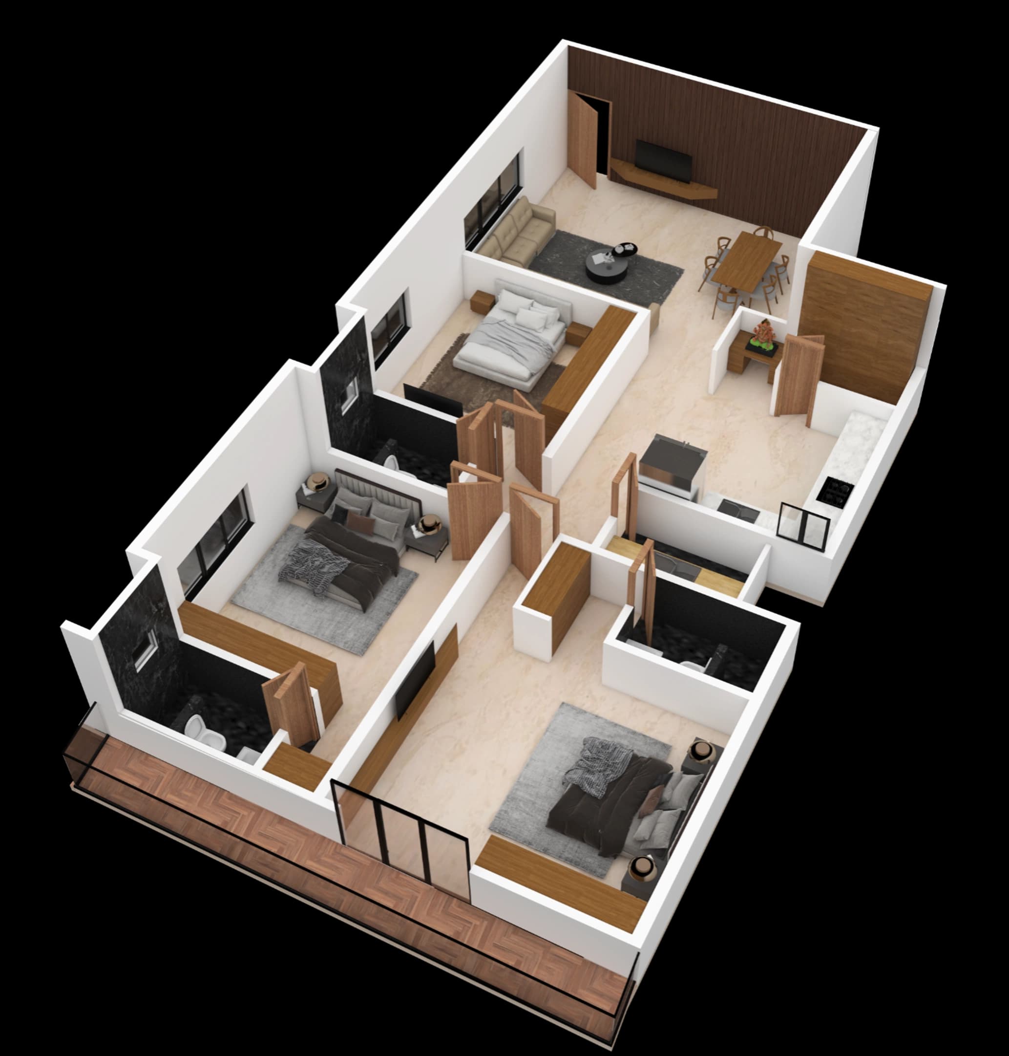 Isometric terrace-level layout