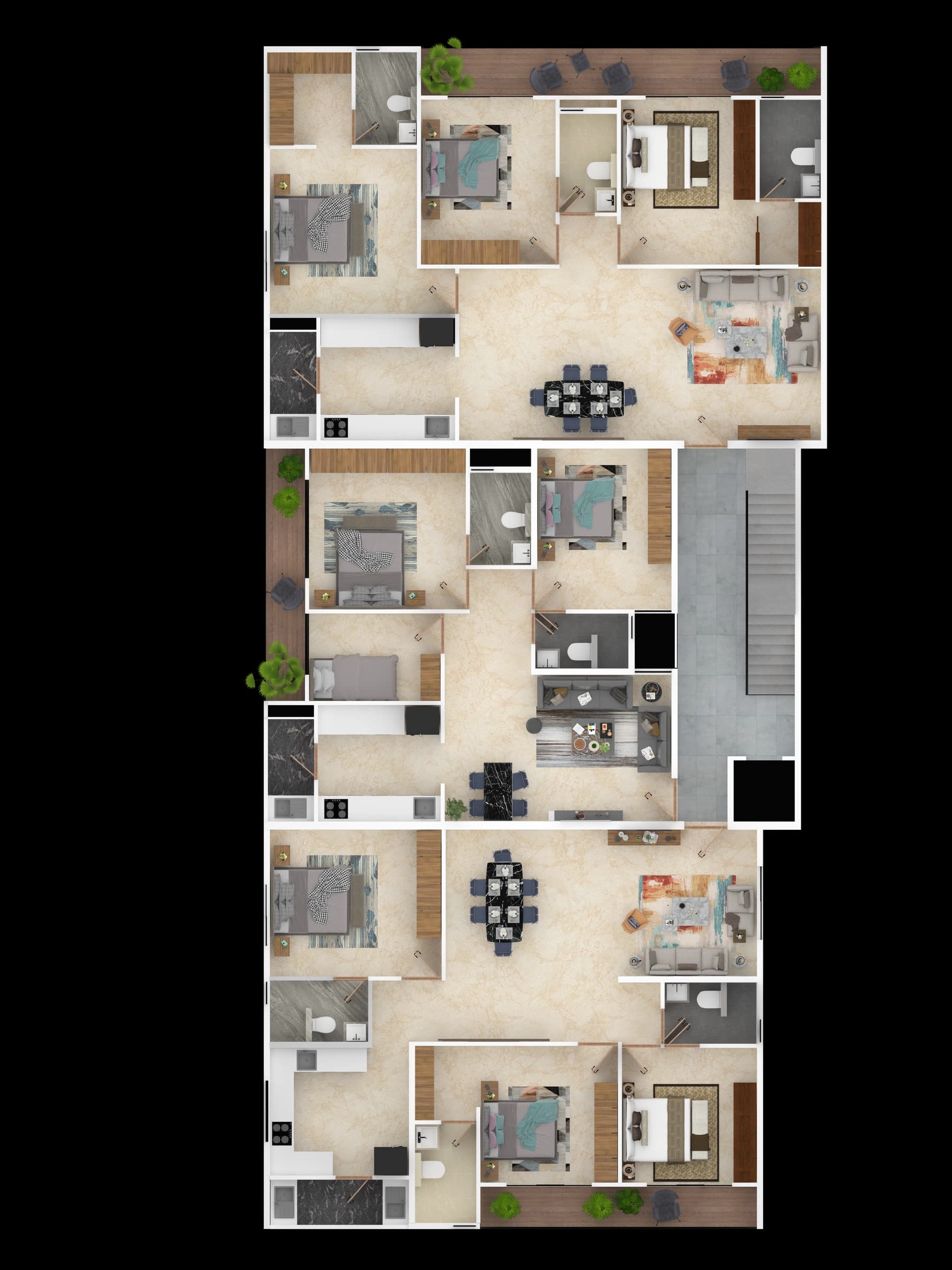 Vertical typical-floor plan drawing