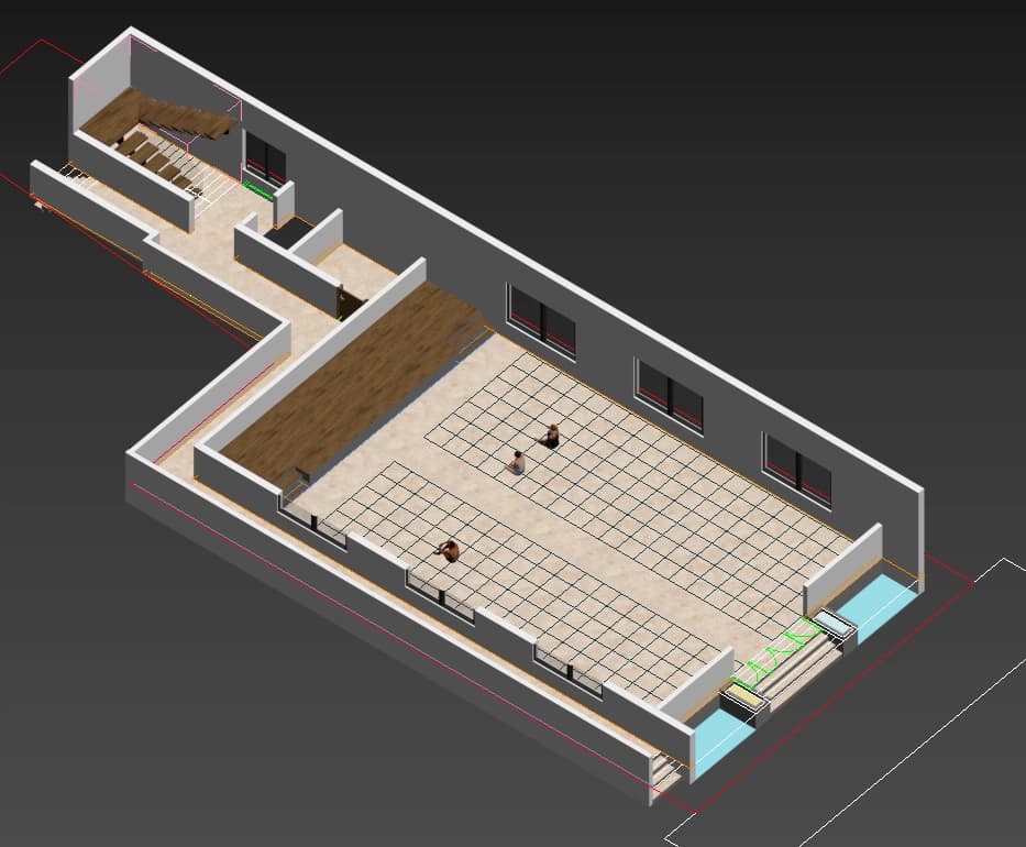 Isometric building layout drawing