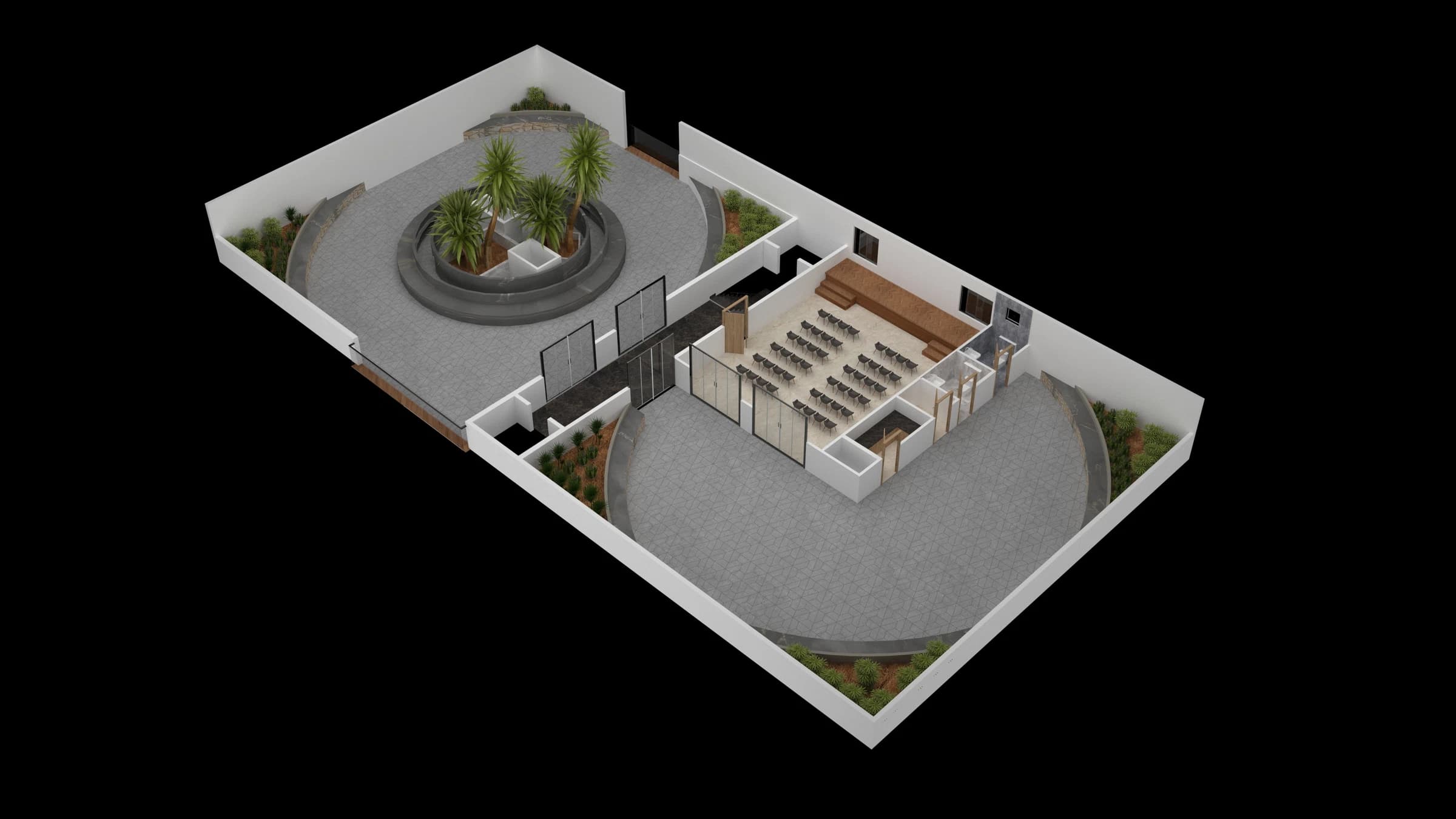 Terrace-level cut-section drawing