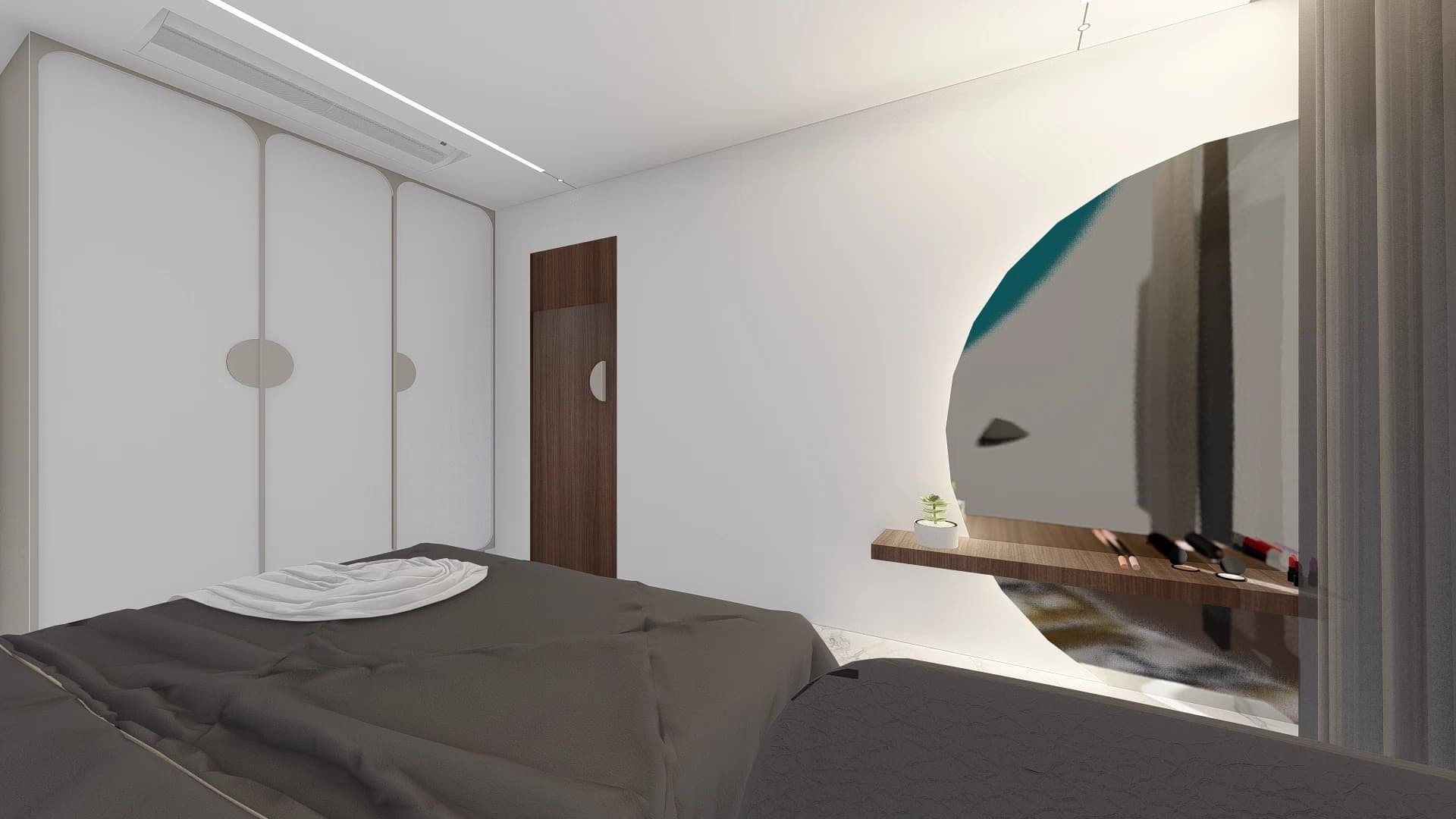 Bedroom with wardrobe and dressing mirror