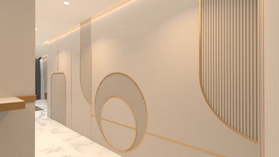 Close view of living room wall panel detail
