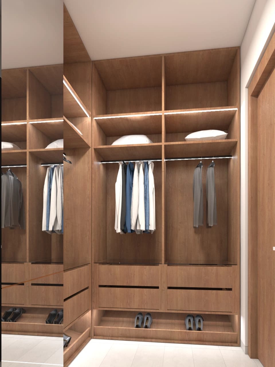 Wardrobe wall with timber doors