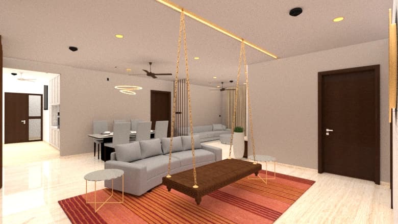 Living room with seating and swing