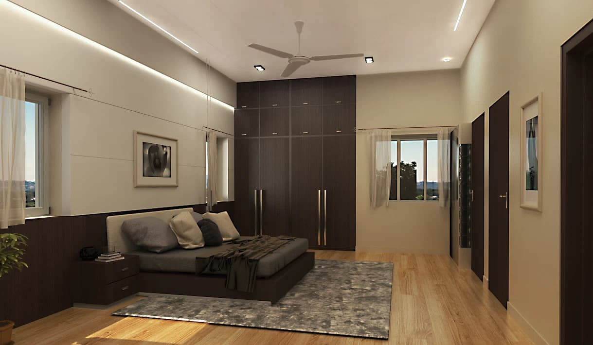 Living room with sofa and television wall