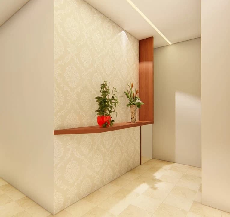 Wall niche with plant and warm lighting