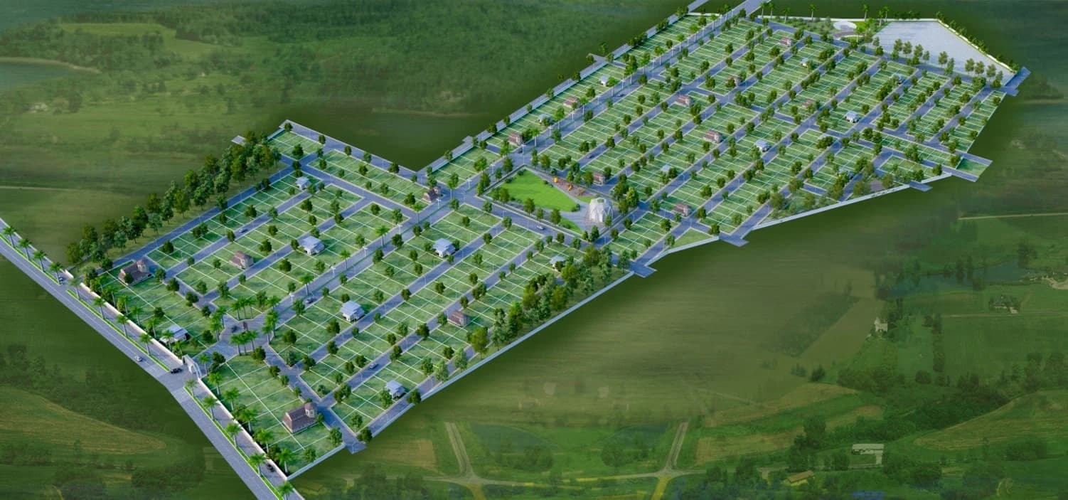 Masterplan view of a plotted urban development